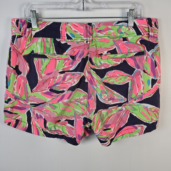 Lilly Pulitzer Print Callahan Shorts Navy Pink Green Tropical Size 10 Cotton - Picture 2 of 10